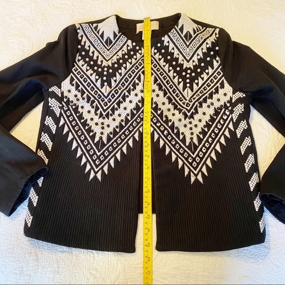 H&M Beaded Embroidered Crop Black & White Jacket - 6 - Picture 13 of 16